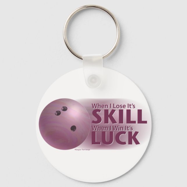 Lose Geschicklichkeit gewinnen Luck Bowling Pink Schlüsselanhänger (Vorderseite)