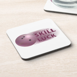 Lose Geschicklichkeit gewinnen Luck Bowling Pink Untersetzer