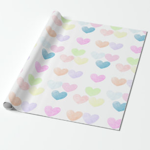 Lose hübsche wenig Pastellwatercolor-Herzen Geschenkpapier