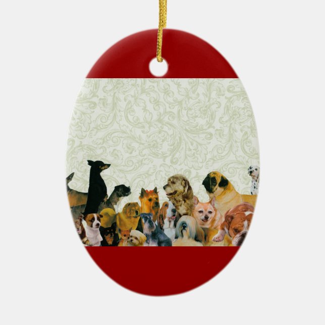 Lose Hundecollagenverzierungen Keramikornament (Vorne)