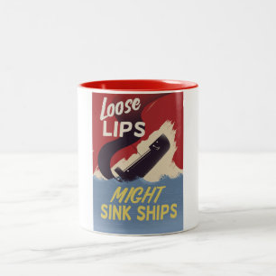 Lose Lippen könnten Schiffe versenken Zweifarbige Tasse