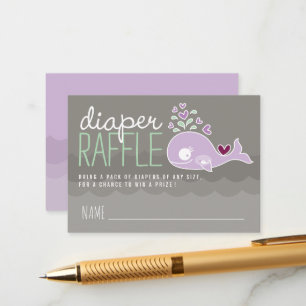 Lose-Raffle-Tickets für lila schwangeren Wal-Mama- Begleitkarte