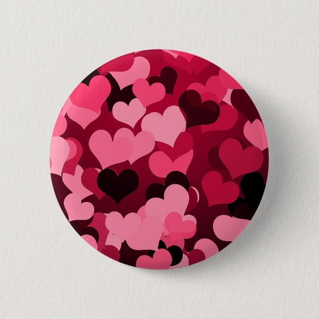 Lose rosa Herzen, niedliches Liebe-Muster Button (Vorderseite)