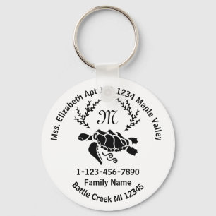 Lose Sea Turtle Monogram Family Zuhause-Adresse Schlüsselanhänger