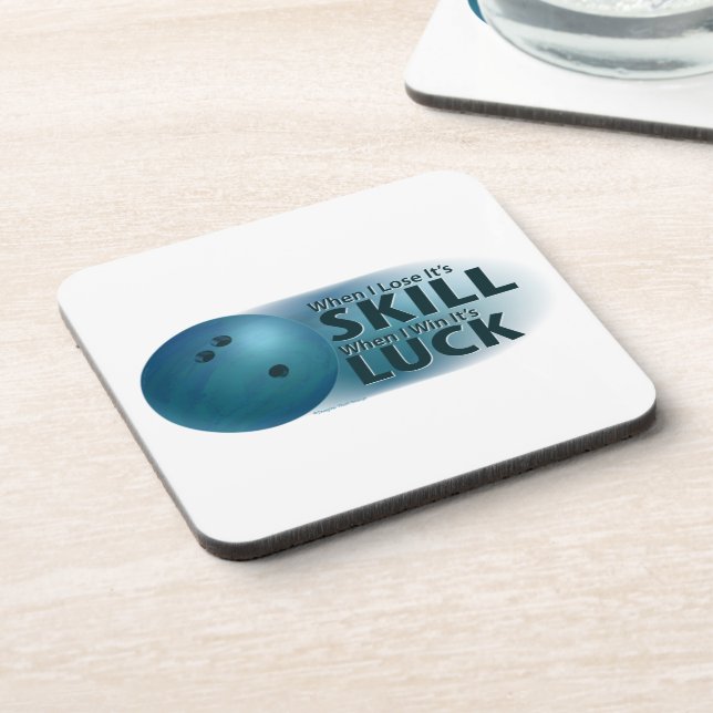 Lose Skill Win Luck Bowling Blue Untersetzer (Linke Seite)