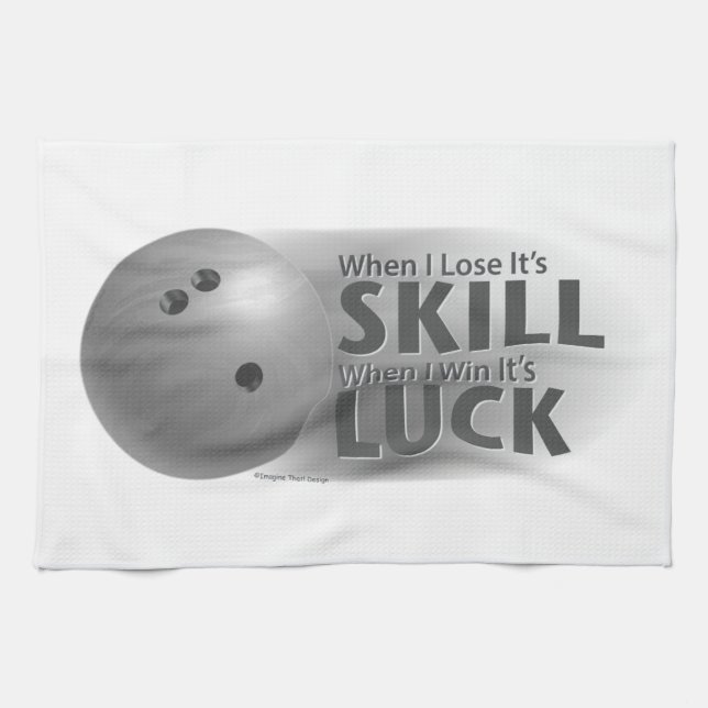 Lose Skill Win Luck Bowling Gray Handtuch (Horizontal)