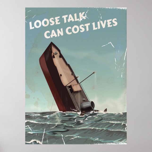Lose Talk Cost Lives WW2 Poster (Vorne)