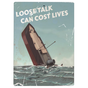 Lose Talk Cost Lives WW2 Poster Klemmbrett