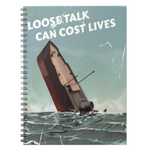 Lose Talk Cost Lives WW2 Poster Notizblock