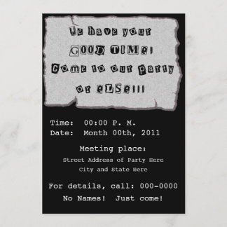 Lösegeld-Anmerkung für Party Einladung