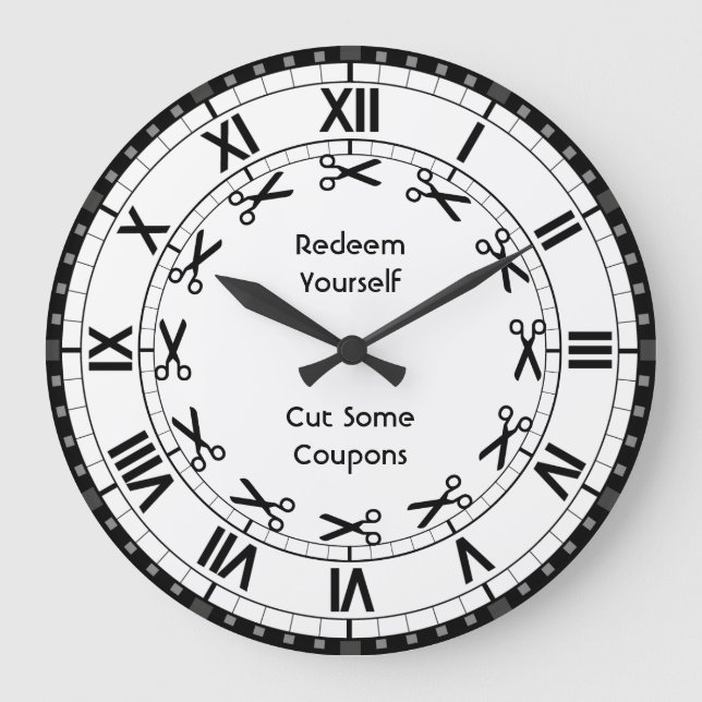 Lösen Sie sich selbst ein - Coupons Sonnenscheren  Große Wanduhr (Vorderseite)