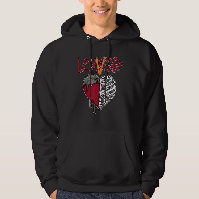 Loser  Dripping Heart Retro Cardinal Red 3s Matchi Hoodie (Vorderseite)