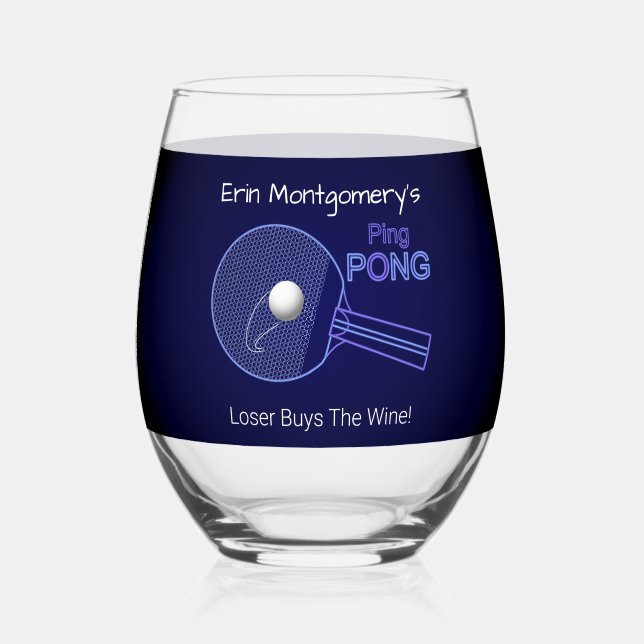 Loser kauft den Wein! Ping Pong Fun Biercocktail Weinglas Ohne Stiel (Vorderseite)