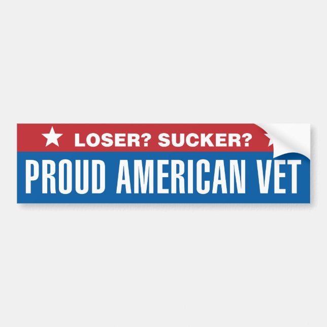 Loser? Sucker? Proud American Vet Autoaufkleber (Vorne)