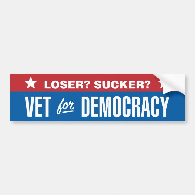 Loser? Sucker? Veteran für Demokratie Autoaufkleber (Vorne)