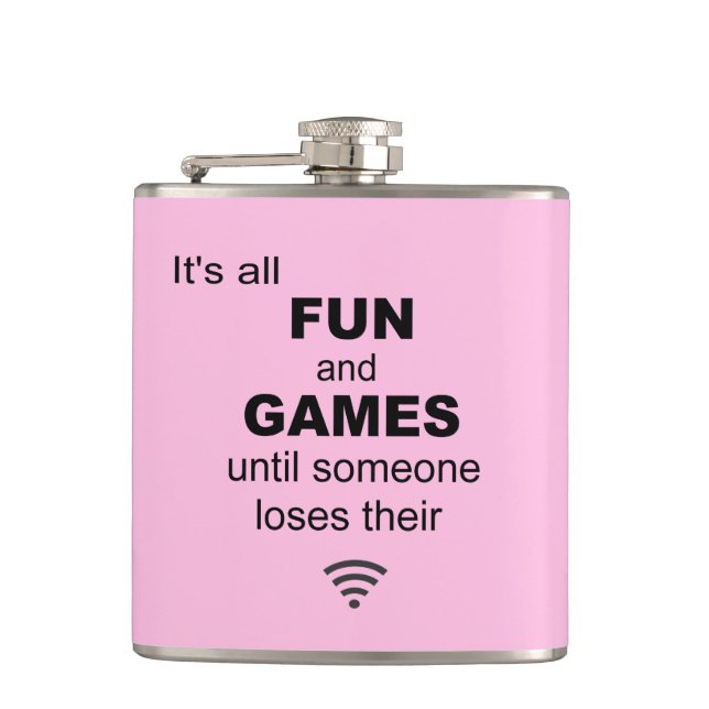 Losing WiFi Internet Hip Flask - Hellrosa Flachmann (Vorderseite)