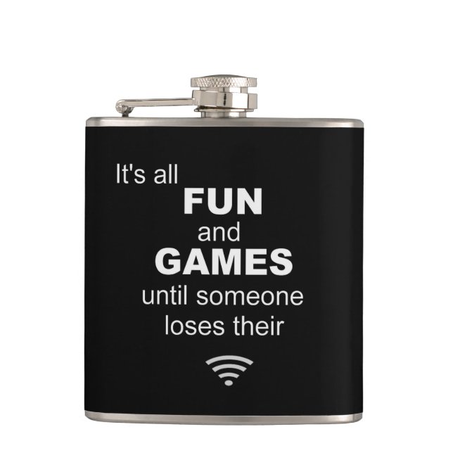 Losing WiFi Internet Hip Flask - Schwarz Flachmann (Vorderseite)