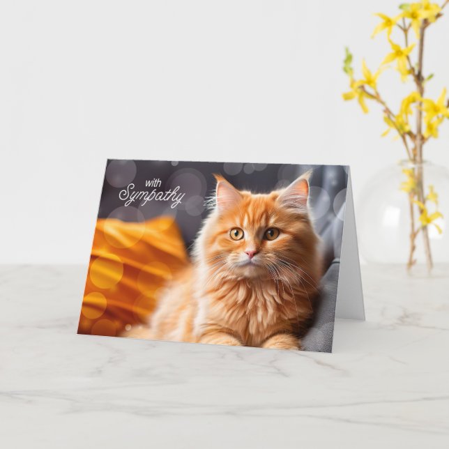 Loss of a Cat Orange Tabby Pet Sympathy Karte (Gelbe Blume)
