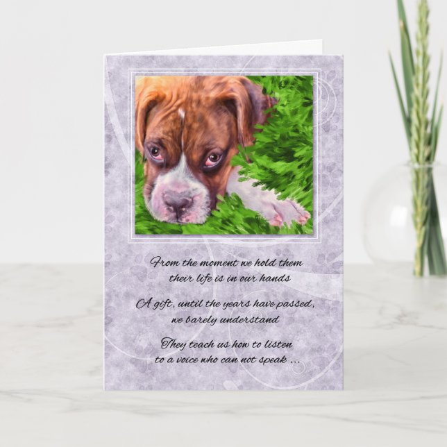 Loss of a Dog Boxer with Purple Pet Sympathy Karte (Vorderseite)
