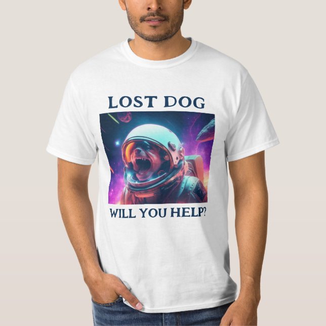 Lost Dog Anpassbarer weißer T - Shirt (Vorderseite)
