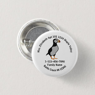 Lost Horned Puffin Stehende Zuhause-Adresse Button