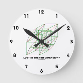 Lost In The Fifth Dimension? (Geometry Cube Humor) Runde Wanduhr