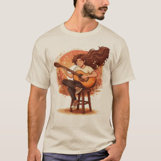 Lost In The Music Cozy Guitar Player Aesthetic Ill T-Shirt
