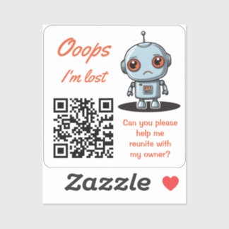 Lost Item Return QR Sticker Adorable Robot