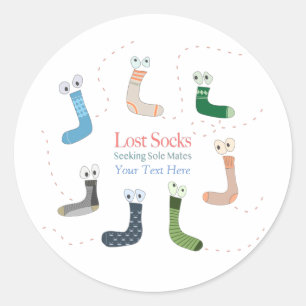 Lost Socks Seeking Sole Mates Baby Blanket Classic Runder Aufkleber