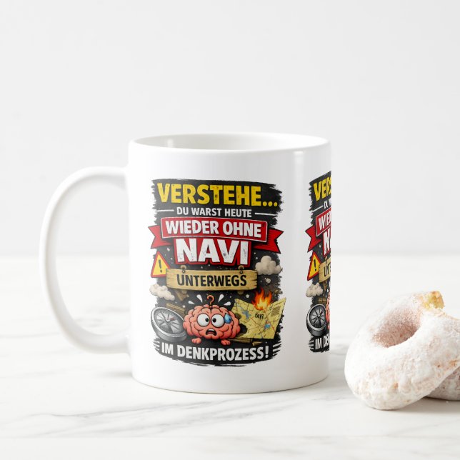 Lost Thought Process – Funny Brain Design Kaffeetasse (Mit Donut)