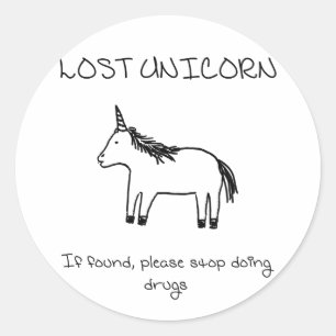 Lost Unicorn Runder Aufkleber