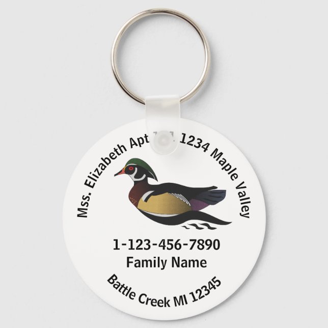Lost Wood Duck Zuhause-Adresse Schlüsselanhänger (Vorderseite)