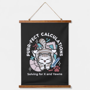 Lösung für X und Gähnen – Cute Tabby-Katze Mathe-W Wandteppich Mit Holzrahmen