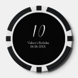 Lot De Jeton De Poker 10th birthday white black name date calligraphy 
