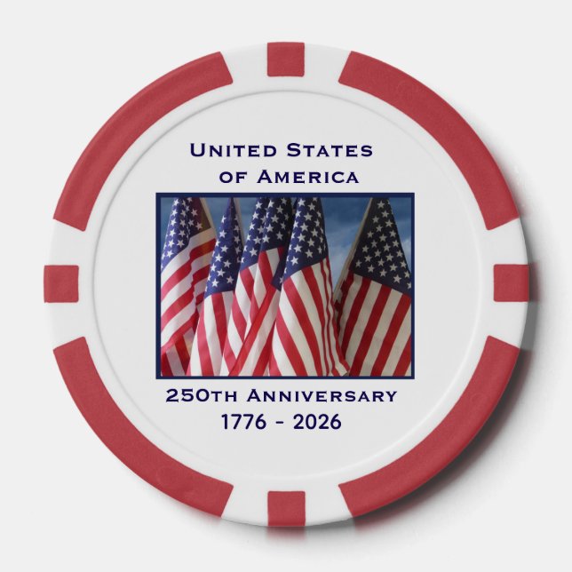 Lot De Jeton De Poker 250e anniversaire USA Patriotic Flags Premium (Recto)