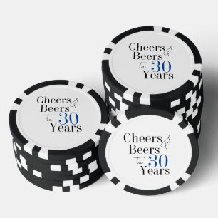Lot De Jeton De Poker 30e anniversaire Bières et encouragements Bleu