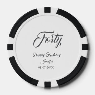Lot De Jeton De Poker 40e lettre d'anniversaire nom date année gris