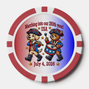 Lot De Jeton De Poker 4 juillet USA 250e anniversaire Semiquincentenaire