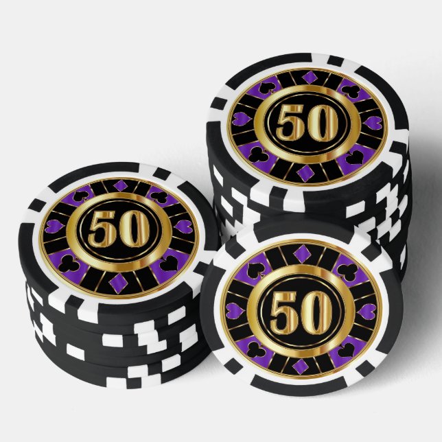 Lot De Jeton De Poker 50 Purple Casino Chip Las Vegas (Empiler)