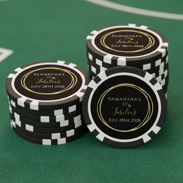 Lot De Jeton De Poker 50e anniversaire Black Gold fête d'anniversaire (Créateur téléchargé)