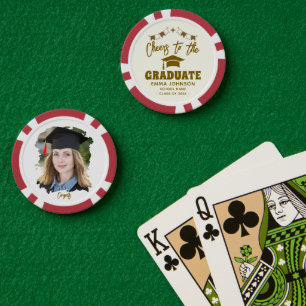 Lot De Jeton De Poker À la réussite du diplômé Photo personnalisée Nom F