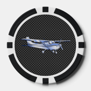 Lot De Jeton De Poker Aéronef Chrome Comme Cessna Black Carbon Fibres