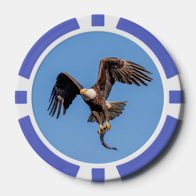 Lot De Jeton De Poker Aigle Bald avec un poisson (Recto)