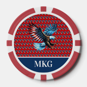 Lot De Jeton De Poker Aigle Patriotique Américain Rouge Blanc Bleu