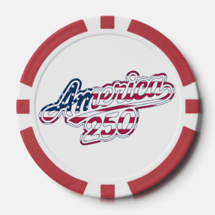 Lot De Jeton De Poker Amérique 250 Drapeau Script Semiquincentennial Des