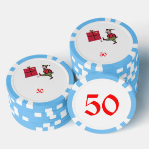 Lot De Jeton De Poker Angry Elf bleu clair 50 puce de poker rayé