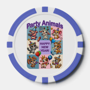 Lot De Jeton De Poker Animaux de fête "Bonne année"