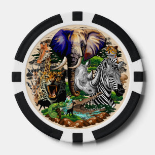Lot De Jeton De Poker Animaux sauvages de la Savane africaine