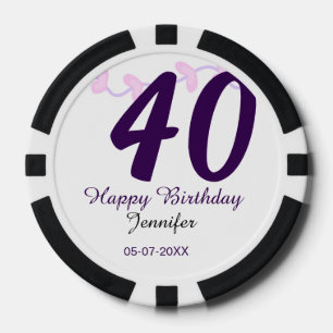Lot De Jeton De Poker anniversaire 40 ans ajouter nom date année épingle
