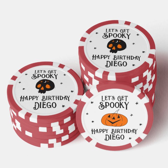 Lot De Jeton De Poker Anniversaire d'Halloween "Soyons Éffrayants" Nom d (Empiler)
